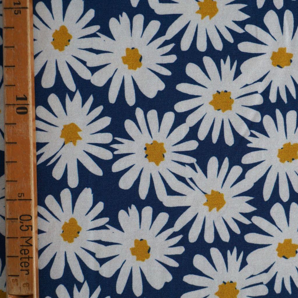 Baumwolljersey Margeriten blau weiß – FVJ